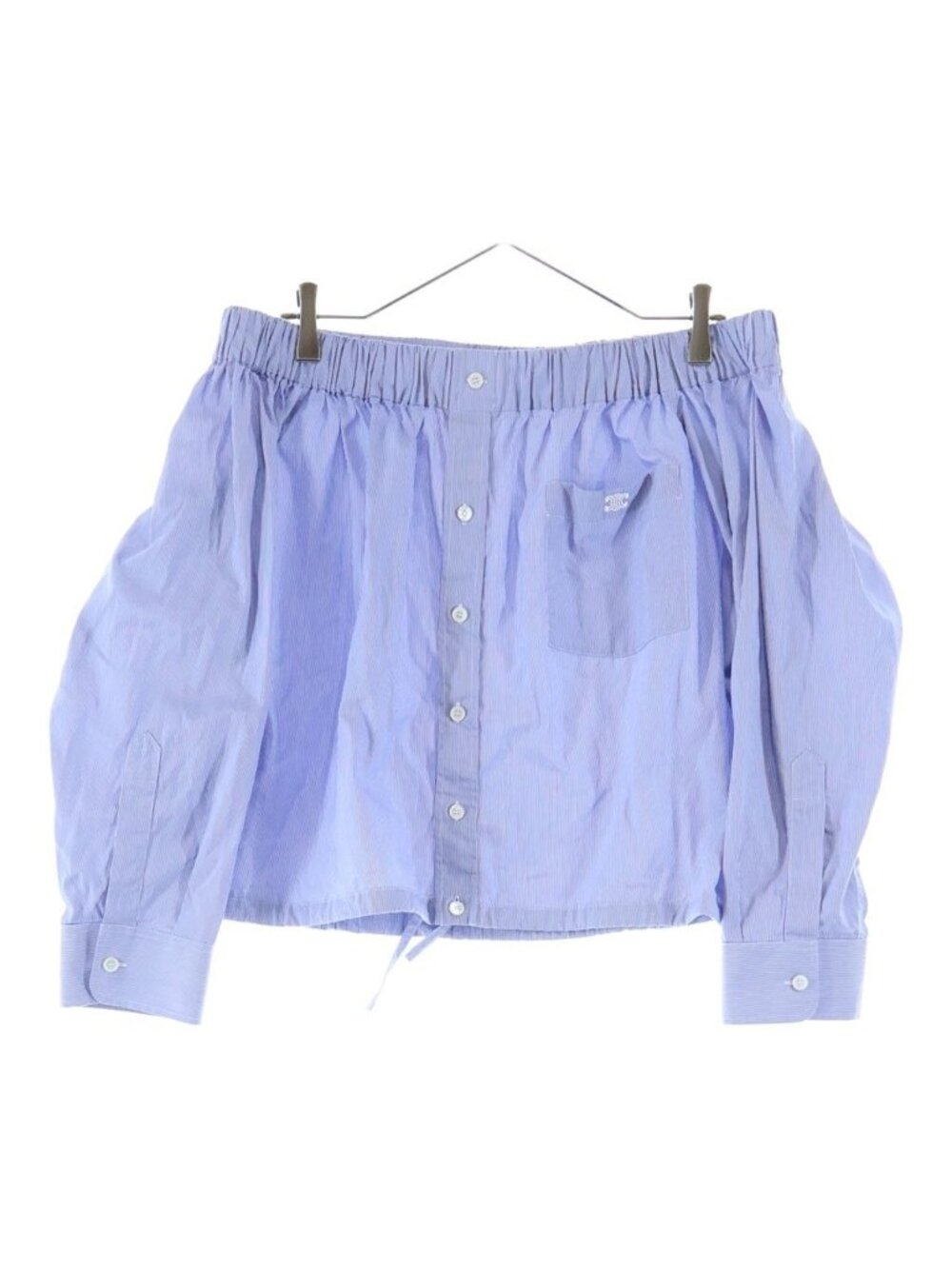 Celine Off Shoulder Shirt Blouse Blue Cotton